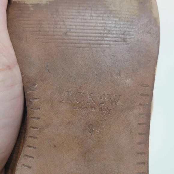 J. Crew Womens Brown Leather Ankle Boots 9 Rear Zipper Buckle Detail 9CT - Picture 8 of 10